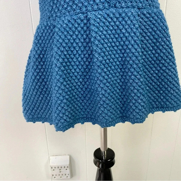 7 FOR ALL MANKIND boho knit crochet peplum top V Neck Bobble Knit Sz S Cottage - Picture 7 of 15